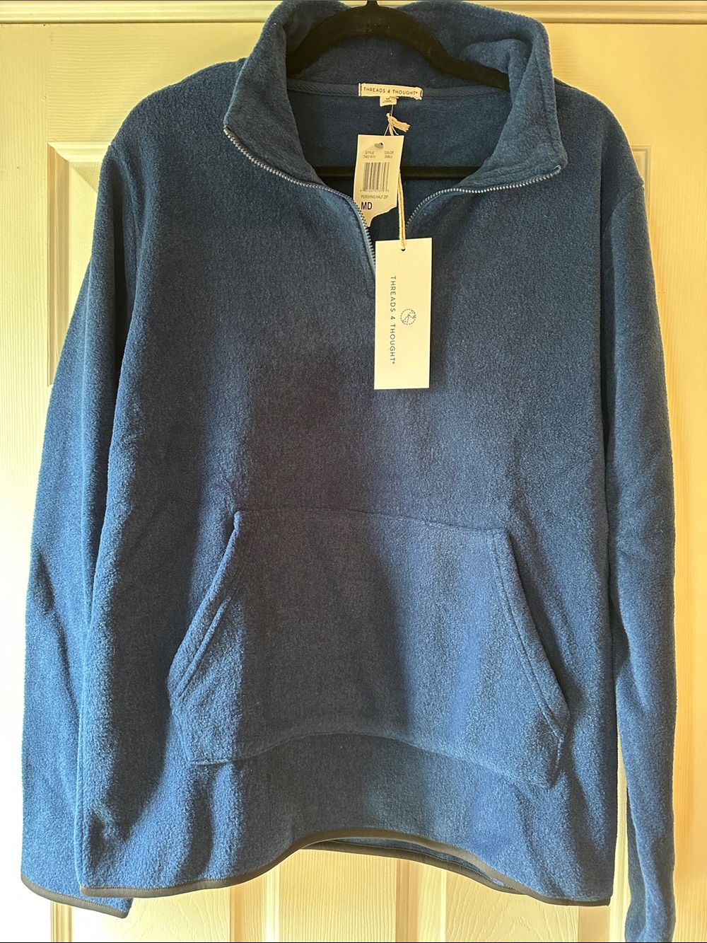 Threads 4 Thought Men's Navy Blue Fleece 1/2 zip NWT Medium Pullover sustainable